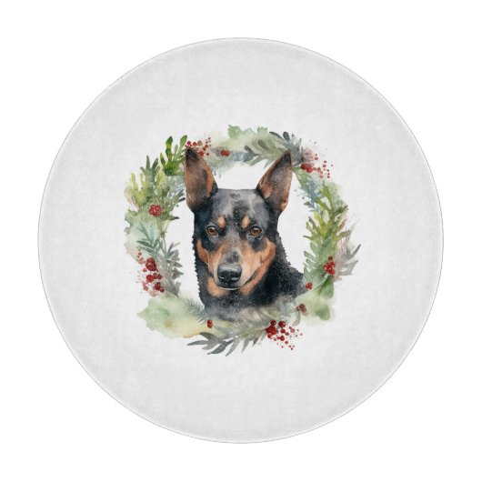 Australischer Kelpie Weihnachtswreath Schneidebrett (Vorderseite)