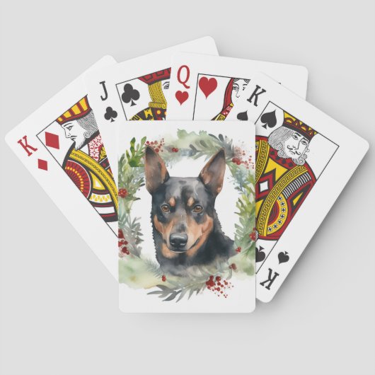 Australischer Kelpie Weihnachtswreath Spielkarten (Rückseite)