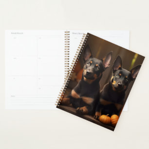 Australischer Kelpie-Welpe Herbstfreude Kürbis Planer