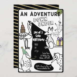 Australischer Kindergeburtstag für Tierfarben Einladung