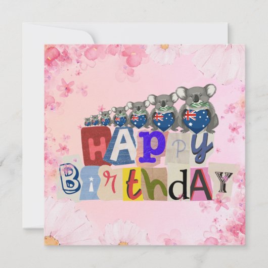 Australischer Koala Happy Birthday Karte (Vorderseite)