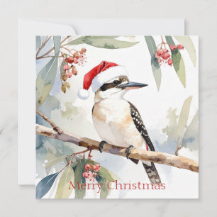 Australischer Kookaburra Santa Hut Frohe Weihnacht Feiertagskarte