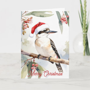 Australischer Kookaburra Santa Hut Frohe Weihnacht Feiertagskarte