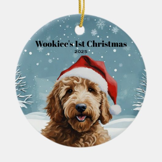 Australischer Labradoodle-Feiertag Keramik Ornament (Vorne)