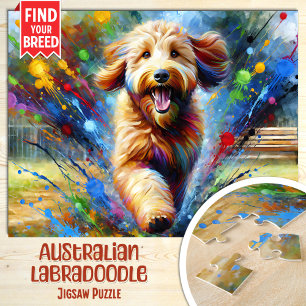 Australischer Labradoodle-Hundeporträt-Acrylkunst Puzzle