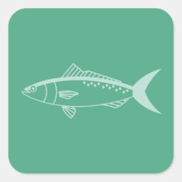 Australischer Lachsfisch in Aqua auf Minze Green Quadratischer Aufkleber