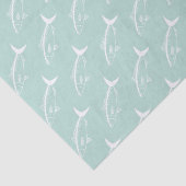 Australischer Lachsfisch in Weiß auf Aqua Seidenpapier (Detail)