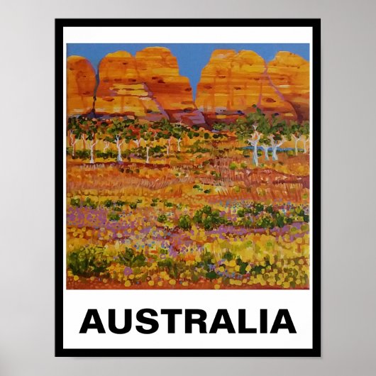 Australischer Outback mit Gumbäumen und Wildblumen Poster (Vorne)