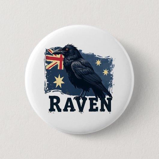 Australischer Raven Corvus Coronoides Bird Button (Vorderseite)