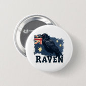 Australischer Raven Corvus Coronoides Bird Button (Vorne & Hinten)