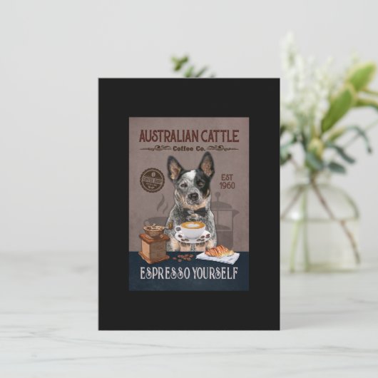 Australischer Rind Dog Coffee Club Kaffee Dog Love Dankeskarte (Stehend Vorderseite)