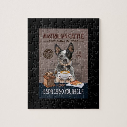 Australischer Rind Dog Coffee Club Kaffee Dog Love Puzzle (Vertikal)