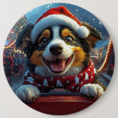 Australischer Rind Dog Roller Untersetzer Weihnach Button (Vorderseite)