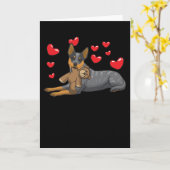 Australischer Rinder Hund mit gestopften Tieren un Karte (Gelbe Blume)