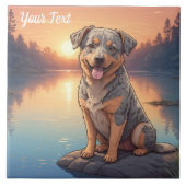 Australischer Rinderhund am See Fliese (Vorderseite)