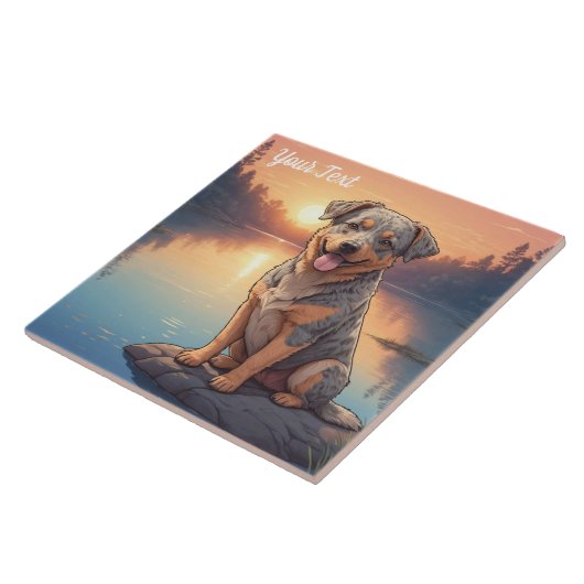 Australischer Rinderhund am See Fliese (Seite)