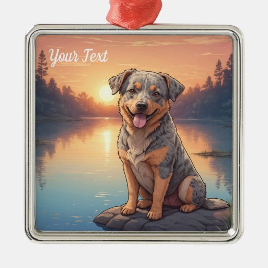 Australischer Rinderhund am See Ornament Aus Metall (Vorne)