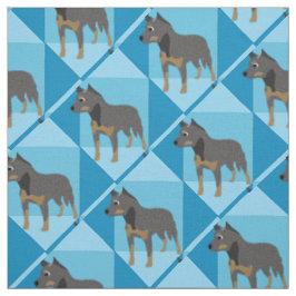 Australischer Rinderhund auf Blue Cubes Stoff