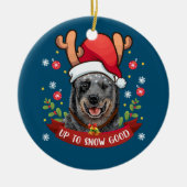 Australischer Rinderhund Blue Heeler Reindeer Chri Keramik Ornament (Vorne)
