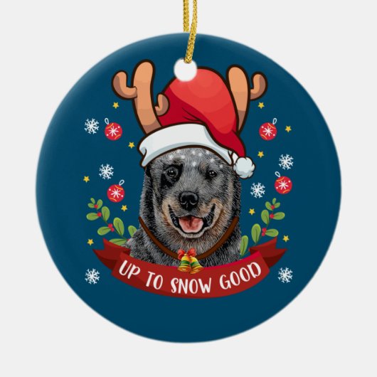 Australischer Rinderhund Blue Heeler Reindeer Chri Keramik Ornament (Vorne)