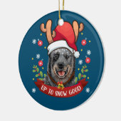 Australischer Rinderhund Blue Heeler Reindeer Chri Keramik Ornament (Links)