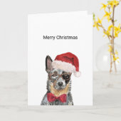 Australischer Rinderhund, Blue Heeler Weihnachtska Karte (Gelbe Blume)