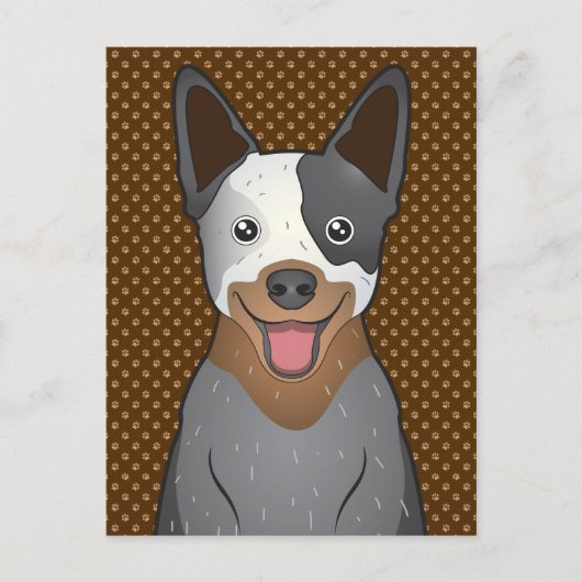 Australischer Rinderhund Cartoon Paws Postkarte (Vorderseite)