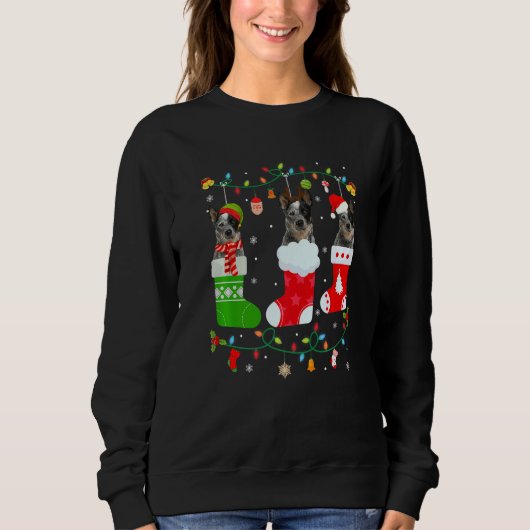 Australischer Rinderhund Drei Weihnachtssocken Swe Sweatshirt (Vorderseite)