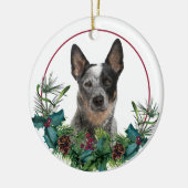 Australischer Rinderhund Evergreen Wreath Keramik Ornament (Links)