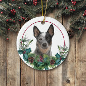 Australischer Rinderhund Evergreen Wreath Keramik Ornament