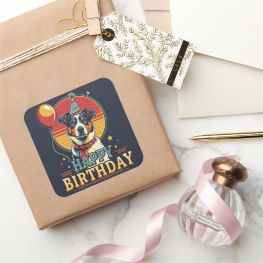 Australischer Rinderhund farbenfroh Quadratischer Aufkleber (Schenken)