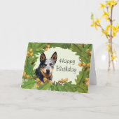 Australischer Rinderhund Happy Birthday Card Karte (Gelbe Blume)