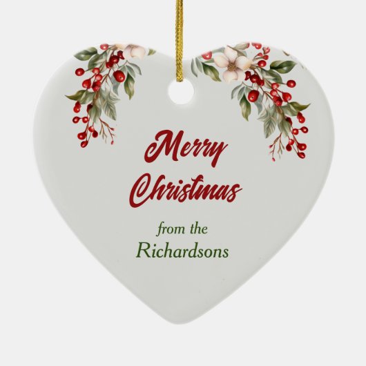 Australischer Rinderhund Holly Wreath Keramik Ornament (Hinten)