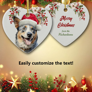 Australischer Rinderhund Holly Wreath Keramik Ornament