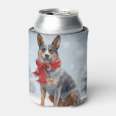 Australischer Rinderhund im Schnee Weihnachten Dosenkühler (Kanne Vorderseite)
