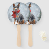 Australischer Rinderhund im Schnee Weihnachten Fächer (Vorne und Hinten)