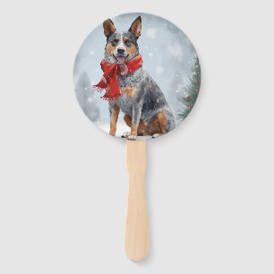 Australischer Rinderhund im Schnee Weihnachten Fächer