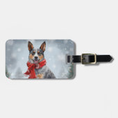 Australischer Rinderhund im Schnee Weihnachten Gepäckanhänger (Vorderseite horizontal)