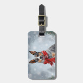 Australischer Rinderhund im Schnee Weihnachten Gepäckanhänger (Vorderseite vertikal)