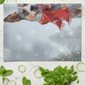 Australischer Rinderhund im Schnee Weihnachten Geschirrtuch (Gefaltet)