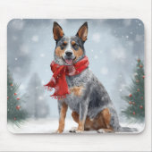 Australischer Rinderhund im Schnee Weihnachten Mousepad (Vorne)