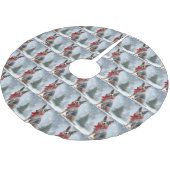 Australischer Rinderhund im Schnee Weihnachten Polyester Weihnachtsbaumdecke (Schrägansicht)