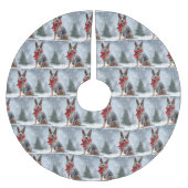 Australischer Rinderhund im Schnee Weihnachten Polyester Weihnachtsbaumdecke (Vorderseite)