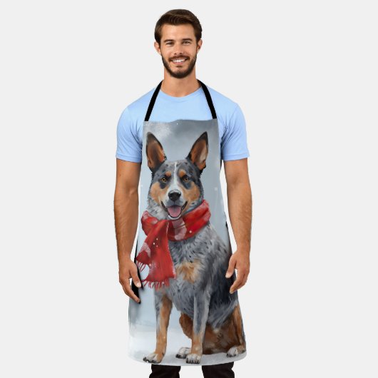 Australischer Rinderhund im Schnee Weihnachten Schürze (Getragen)