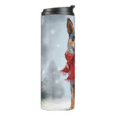 Australischer Rinderhund im Schnee Weihnachten Thermosbecher (Nach links gedreht)
