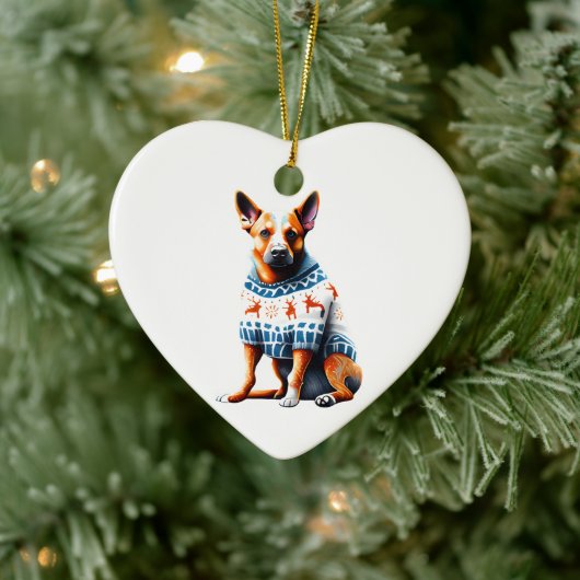 Australischer Rinderhund im Weihnachtssüßer Keramik Ornament (Baum)