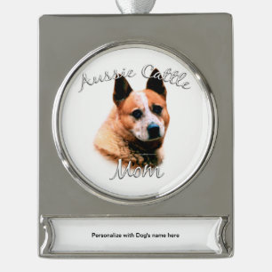 Australischer Rinderhund Mama 2 Banner-Ornament Silber