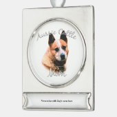 Australischer Rinderhund Mama 2 Banner-Ornament Silber (Links)