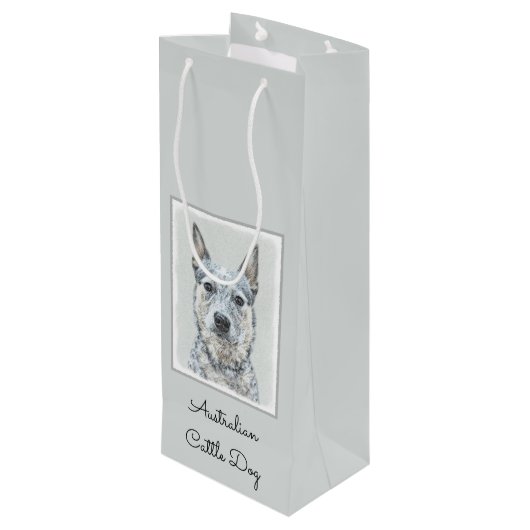 Australischer Rinderhund - Niedliche Original Dog  Geschenktüte Für Weinflaschen (Rückseite Schrägansicht)