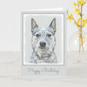 Australischer Rinderhund - Niedliche Original Dog Karte (Gelbe Blume)